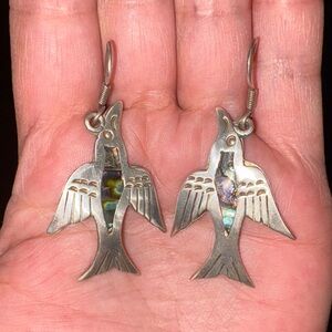 925 Silver Bird Earrings with Abalone Inlay Miguel Garcia Martinez